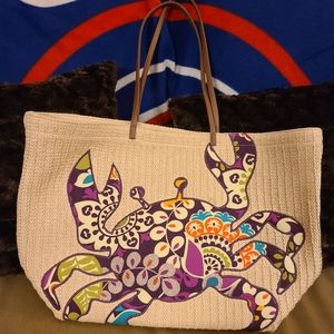 Vera Bradley Plum Crazy Crab Beach Bag